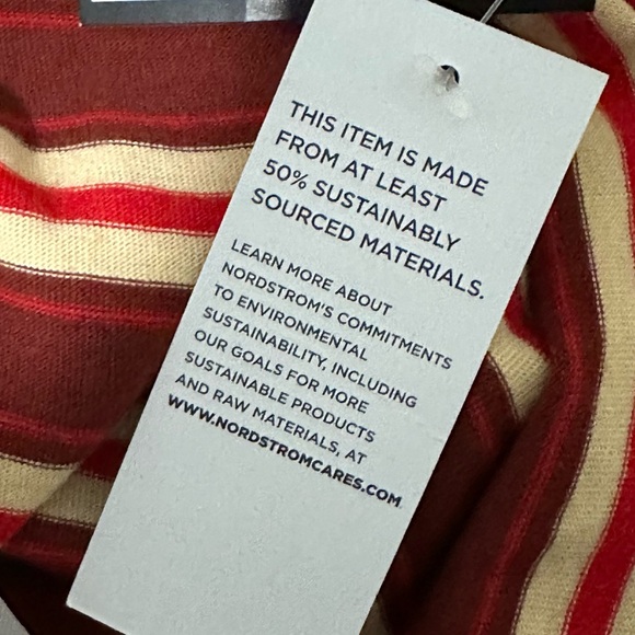 NWT BP Maroon Red Cream Mock Neck Striped Organic Cotton Top Size M - Picture 6 of 8